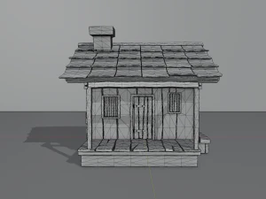 haunted wooden cabin with interior lowpoly low-poly 3D Model