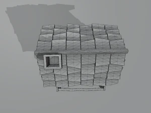 haunted wooden cabin with interior lowpoly low-poly 3D Model