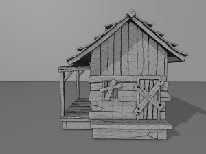 haunted wooden cabin with interior lowpoly low-poly 3D 模型