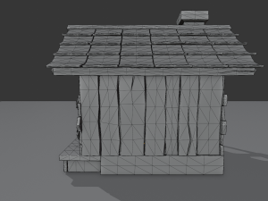 haunted wooden cabin with interior lowpoly low-poly 3D 模型