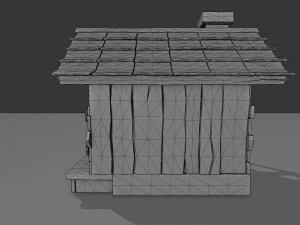 haunted wooden cabin with interior lowpoly low-poly 3D Model