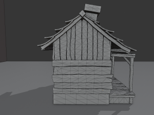 haunted wooden cabin with interior lowpoly low-poly 3D 模型