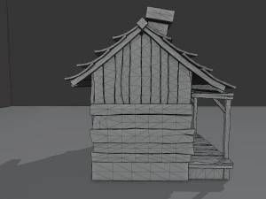 haunted wooden cabin with interior lowpoly low-poly 3D Model