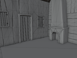 haunted wooden cabin with interior lowpoly low-poly 3D 模型