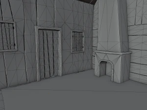 haunted wooden cabin with interior lowpoly low-poly 3D Model