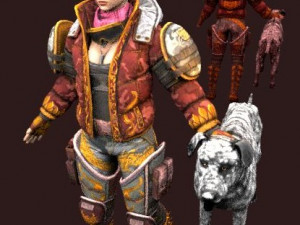 girl with dog 3D Model