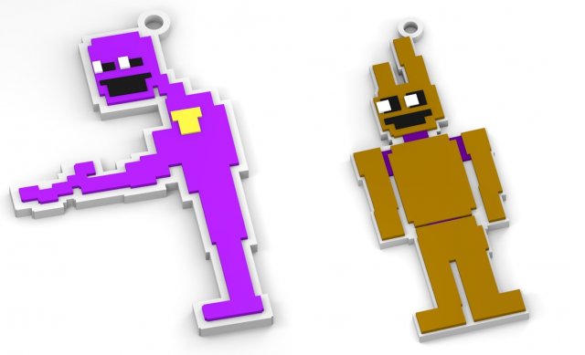 Keychains FnaF 3D Print Model .c4d .max .obj .3ds .fbx .stl .blend 