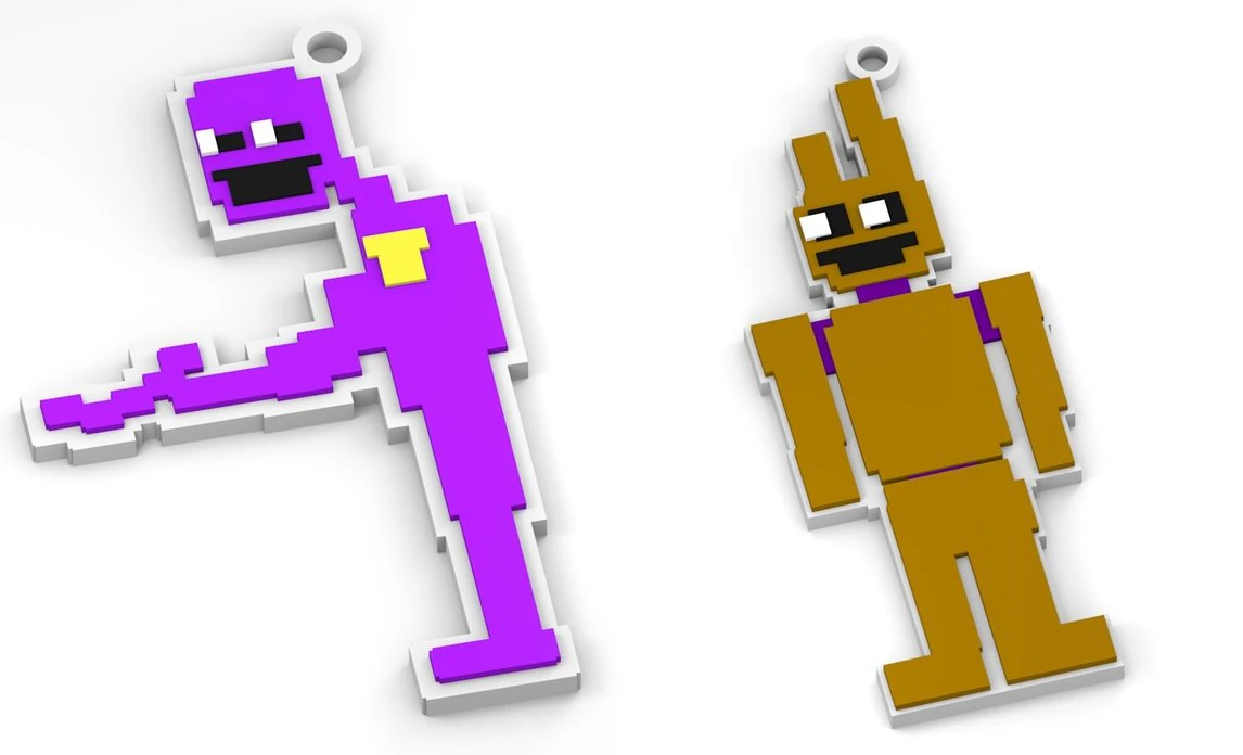 Keychains FnaF 3D Print Model .c4d .max .obj .3ds .fbx .stl .blend