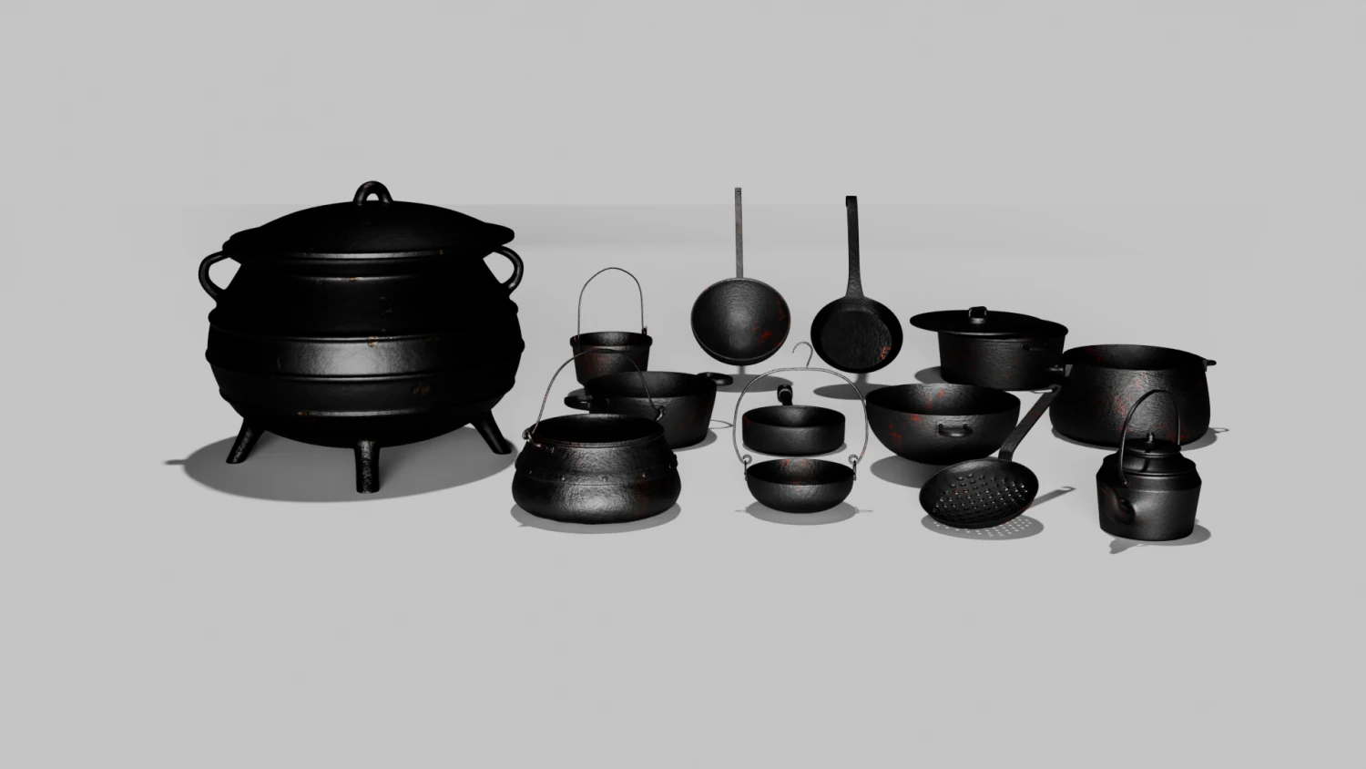 Old Pans 3D Model .c4d .max .obj .3ds .fbx .stl .blend 