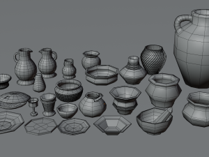 Set of old vases and plates Modelo 3D