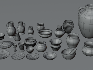 Set of old vases and plates Modelo 3D