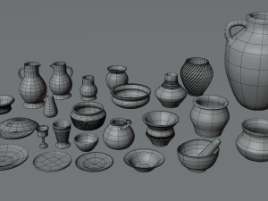Set of old vases and plates Modelo 3D