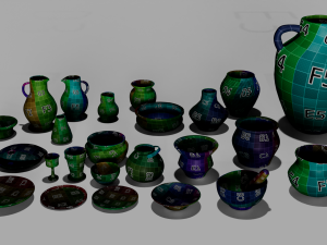 Set of old vases and plates Modelo 3D
