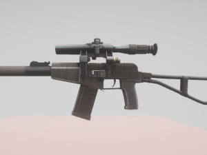 Modern Rifle With Scope 3D Model