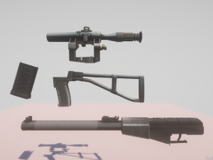 Modern Rifle With Scope 3D Модель