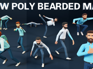 low poly bearded man 3D 模型
