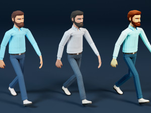 low poly bearded man 3D 模型