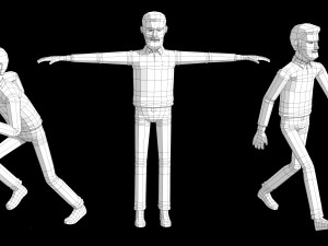 low poly bearded man 3D 模型