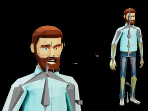 low poly bearded man 3D 模型