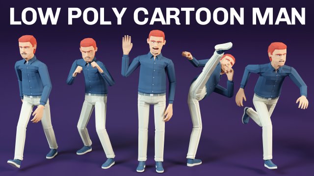 low poly ordinary man in shirt and pants 3Dモデル .c4d .max .obj .3ds .fbx .stl .blend 