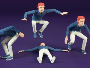 low poly ordinary man in shirt and pants 3D Model