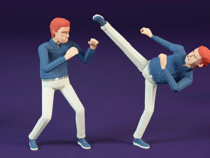 low poly ordinary man in shirt and pants 3D Model