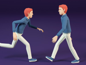 low poly ordinary man in shirt and pants 3Dモデル