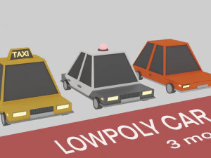 3 модели автомобилей низкополигональная игра готова низкополигональная 3D Модель