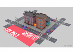 pixel style cartoon city low-poly game ready low-poly Modèle 3D