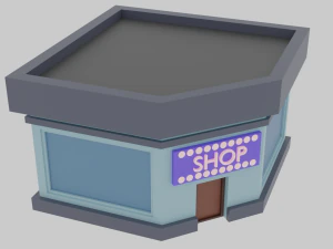 permainan poli rendah kota kartun gaya piksel siap poli rendah Model 3D