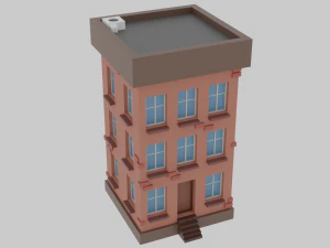 permainan poli rendah kota kartun gaya piksel siap poli rendah Model 3D