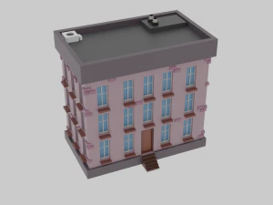 permainan poli rendah kota kartun gaya piksel siap poli rendah Model 3D