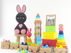 rabbit and toy set Modello 3D
