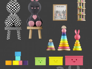 rabbit and toy set Modello 3D