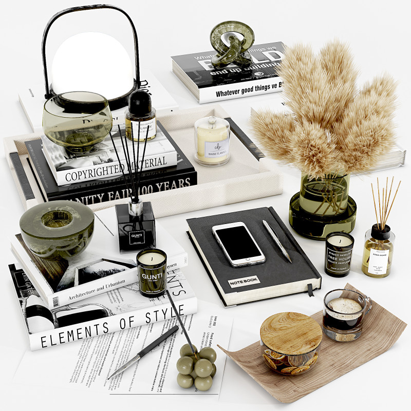 Decorative Set 01 Model 3D .c4d .max .obj .3ds .fbx .stl .blend 