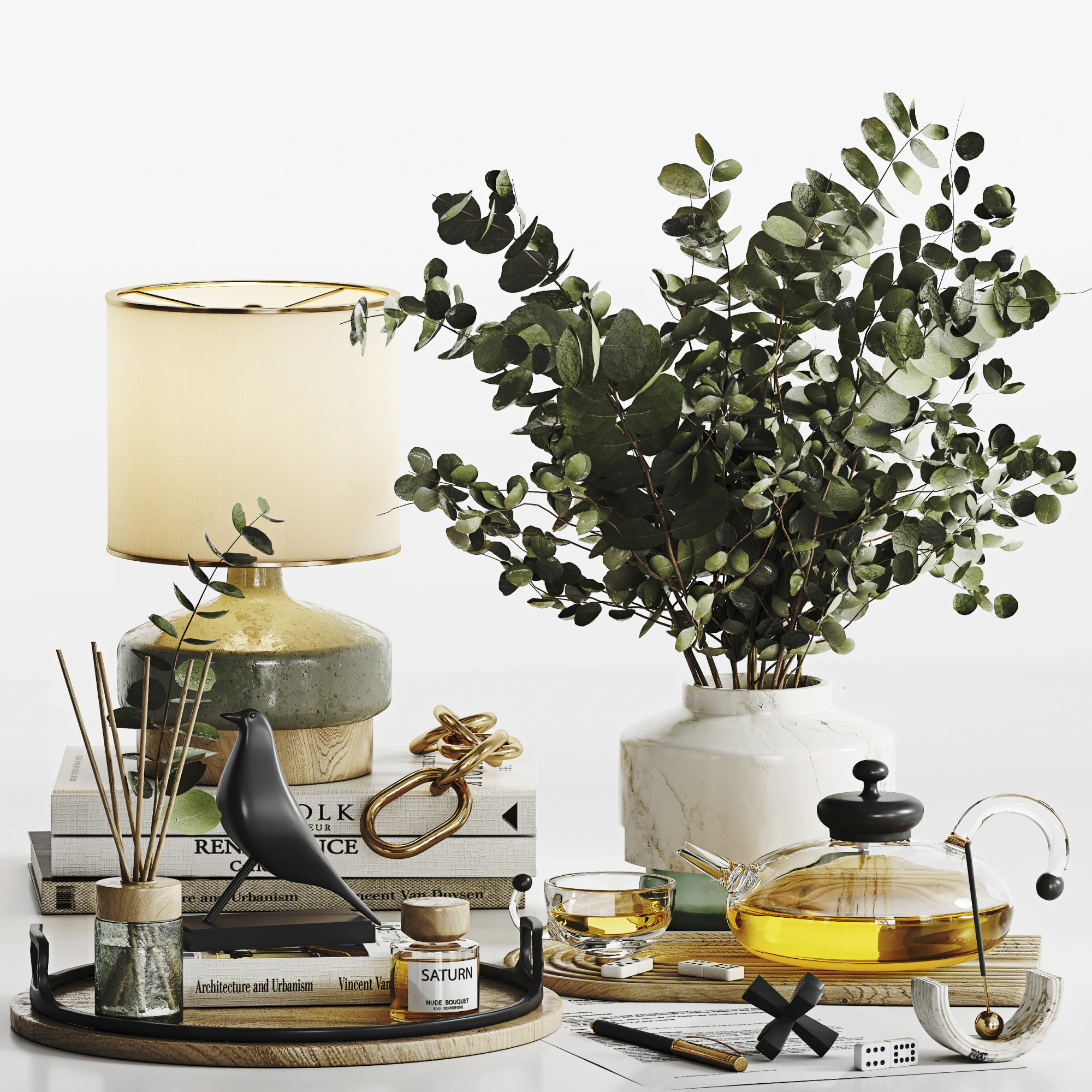 Decorative Set 08 3D Model .c4d .max .obj .3ds .fbx .stl .blend 