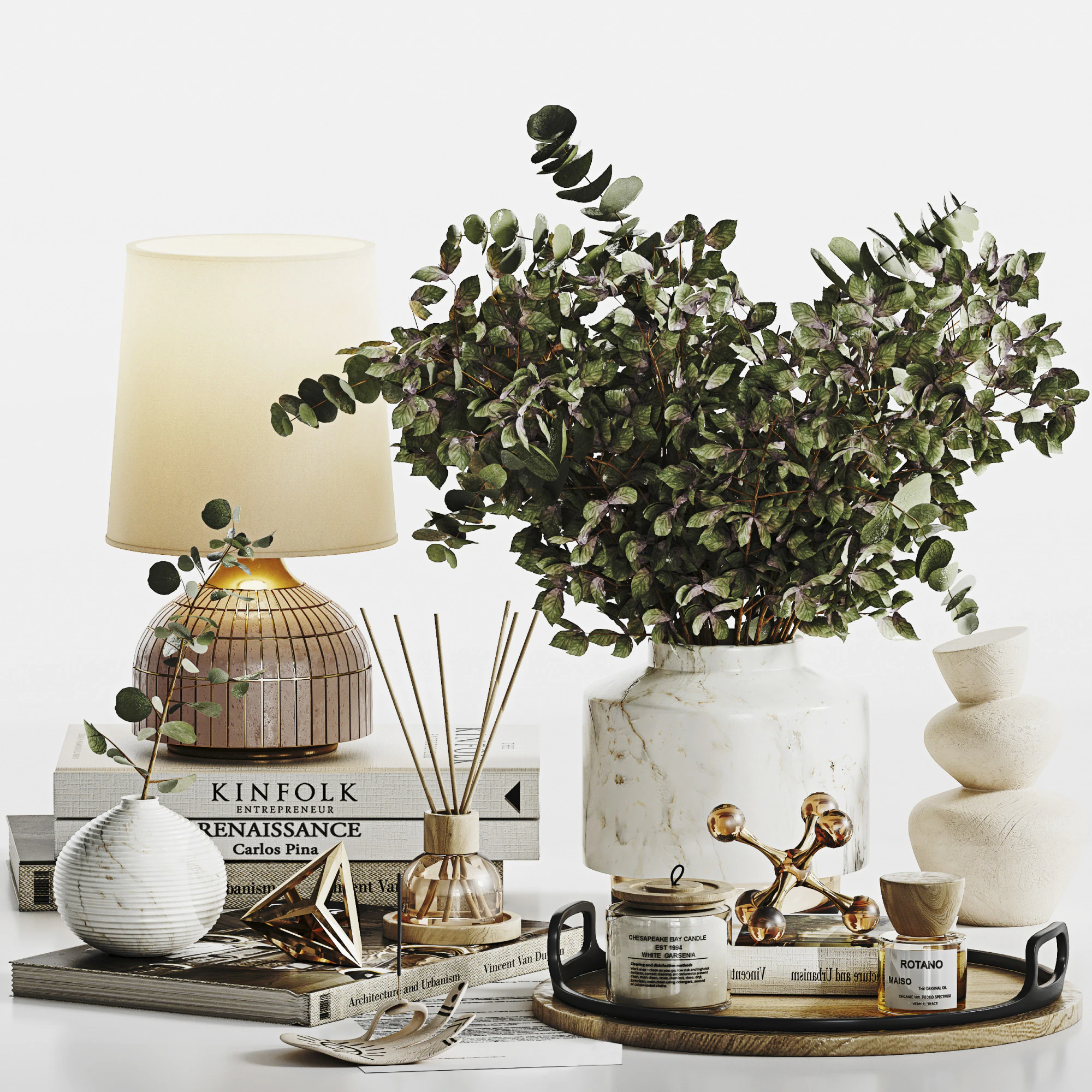 Decorative Set 09 3D Model .c4d .max .obj .3ds .fbx .stl .blend 