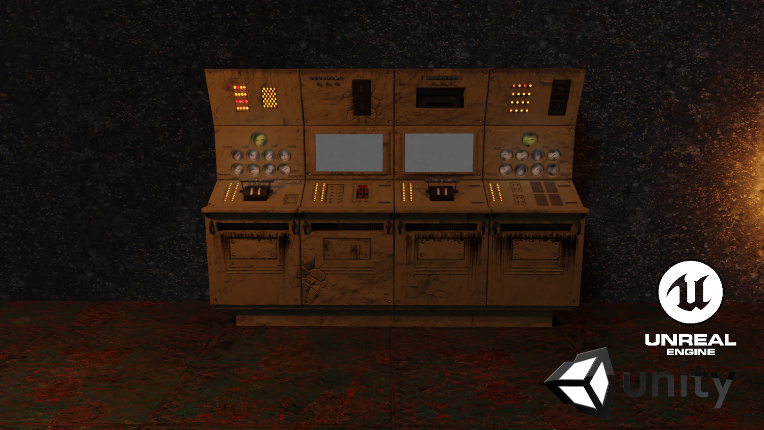 main power plant control panel 3D Model .c4d .max .obj .3ds .fbx .stl .blend 