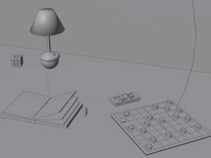 checkers lamp cube book 3D Model