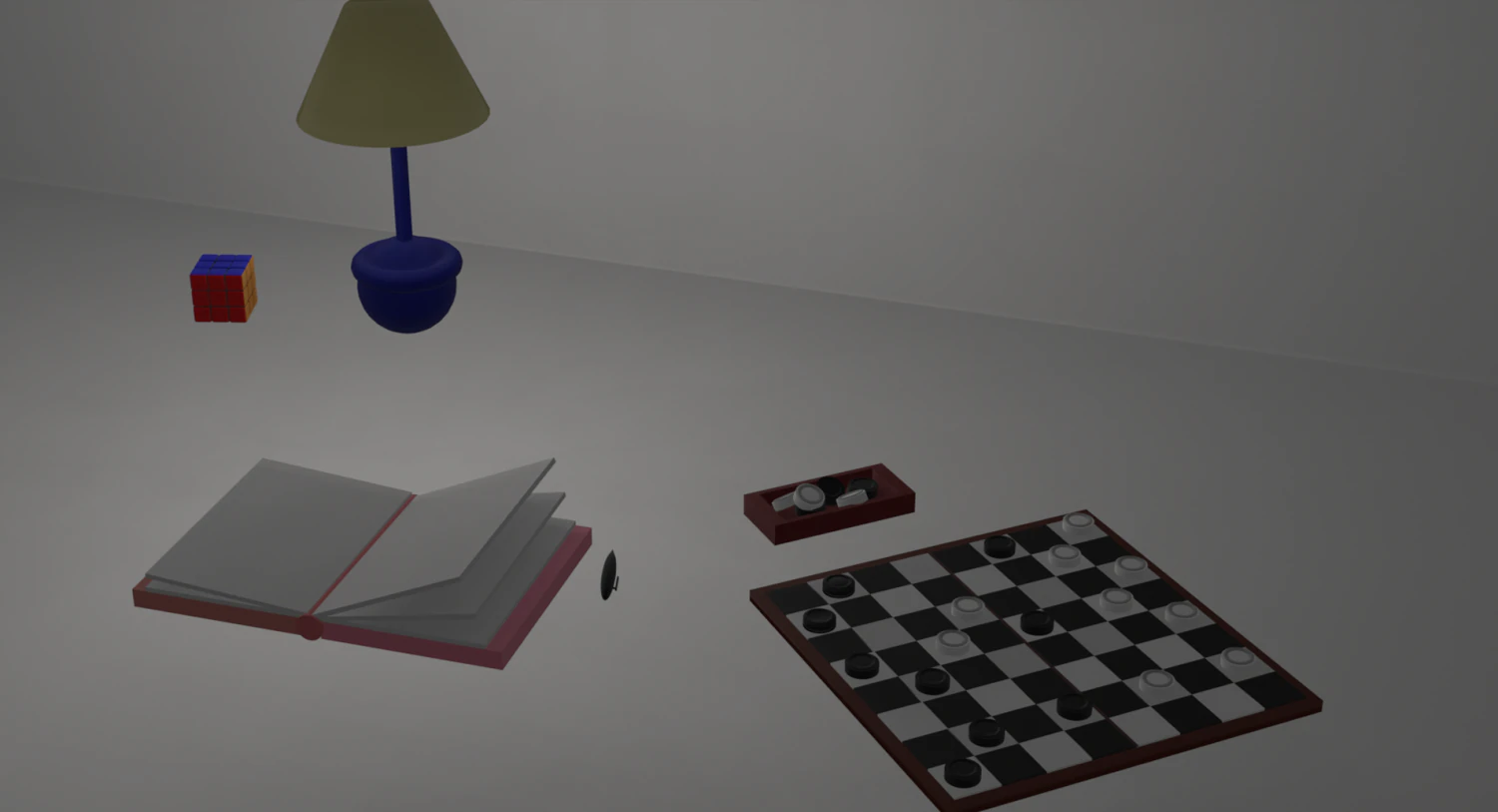 checkers lamp cube book 3D Model .c4d .max .obj .3ds .fbx .stl .blend 