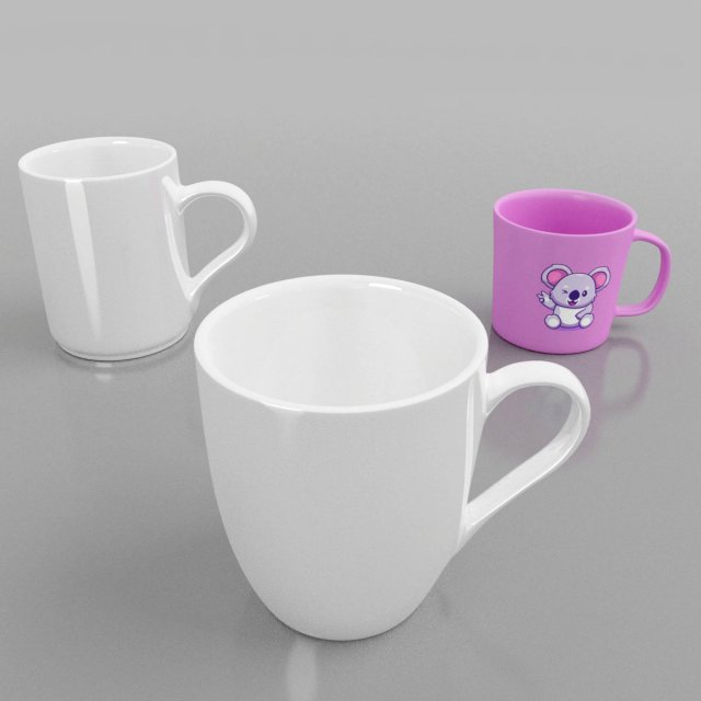mugs a 3 types Modelo 3D .c4d .max .obj .3ds .fbx .stl .blend 