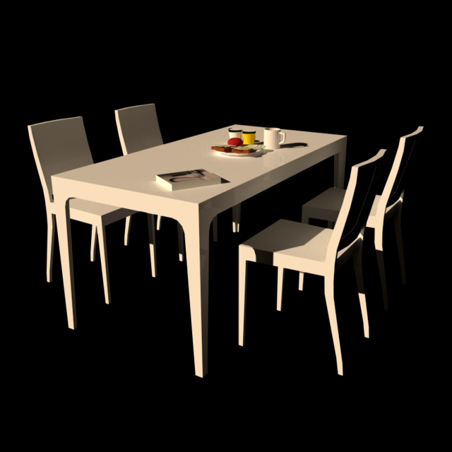 white laminate dining table 3Dモデル .c4d .max .obj .3ds .fbx .stl .blend 