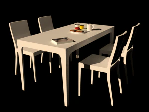білий обідній стіл з ламінату 3D Модель
