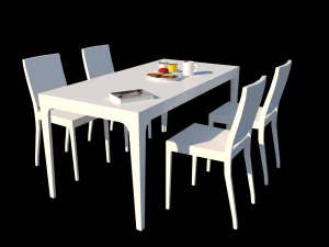 білий обідній стіл з ламінату 3D Модель