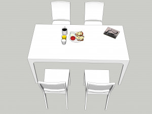 white laminate dining table 3Dモデル