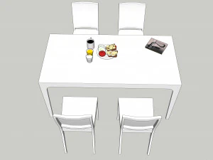 білий обідній стіл з ламінату 3D Модель
