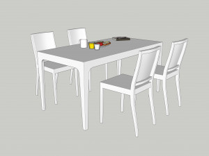 white laminate dining table 3Dモデル