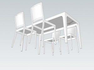 white laminate dining table 3Dモデル