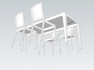 білий обідній стіл з ламінату 3D Модель