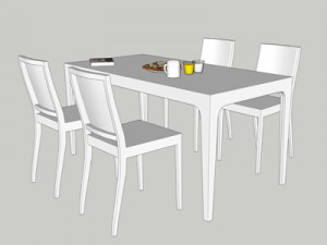 white laminate dining table 3Dモデル